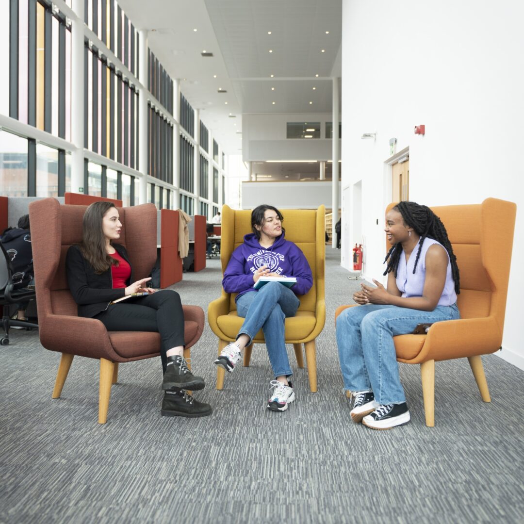 A group of students in the central library
